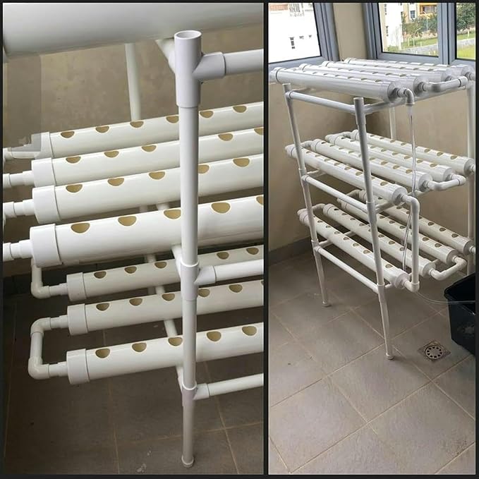Hydroponics Growing System Hydroponic Tower 3 Layer PVC Pipe 108 Holes for Planting Indoor Garden System Tall Hydroponics System Outdoor 0823
