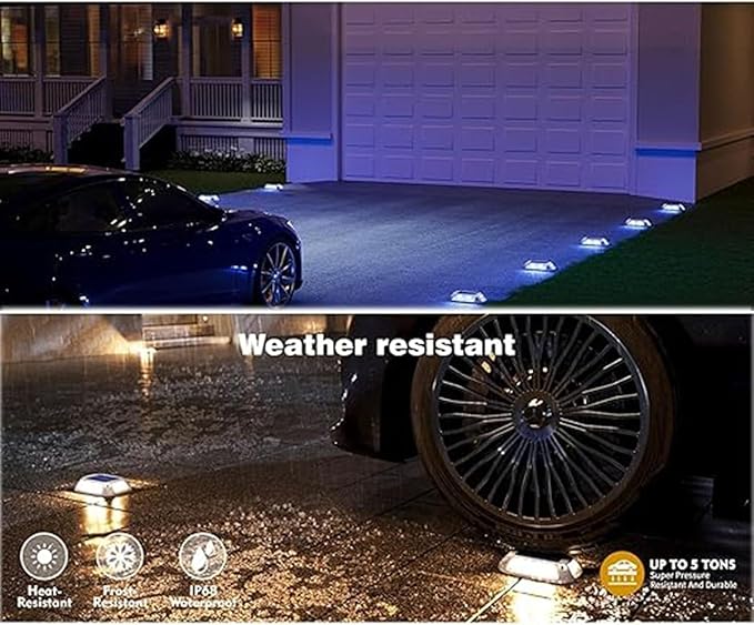 Solar Underground Lamps - Outdoor Embedded Courtyard Lawn Lights with Floor Socket LED Landscape Lighting Walkway Warning Step Light IP65 Waterproof Solar Deck Lights(4PCS(0.3W-2V))