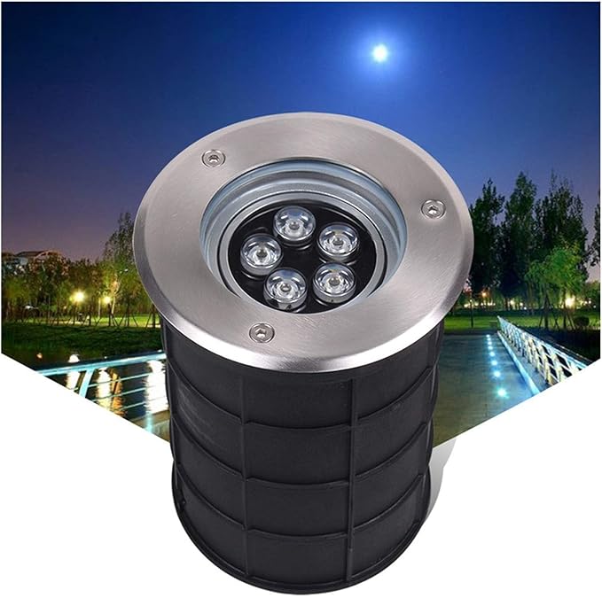 LED Recessed Spotlight - 85-265V Waterproof Outdoor Landscape Light Adjustable Angle Deck Lighting (Blue 9W Yellow 3W)