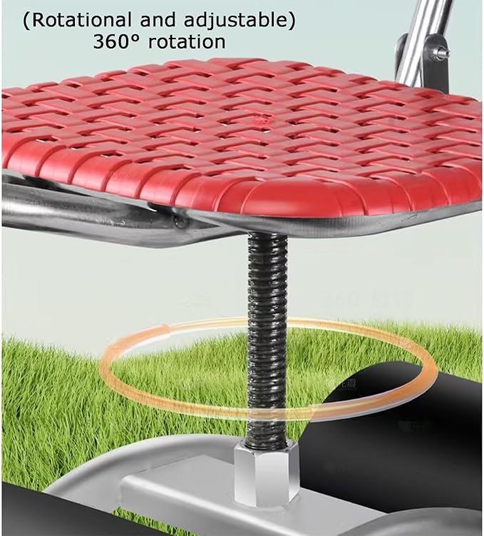 Garden Stool with WheelsAdjustable Height 20-33cm with Foldable Backrest Gardening Seat Bearing 150kgfor Orchards Farms(Black)