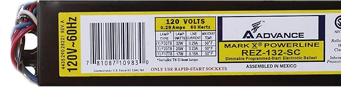 Advance REZ-132-SC MARK 10 Dimmable Fluorescent Ballast (1) T8