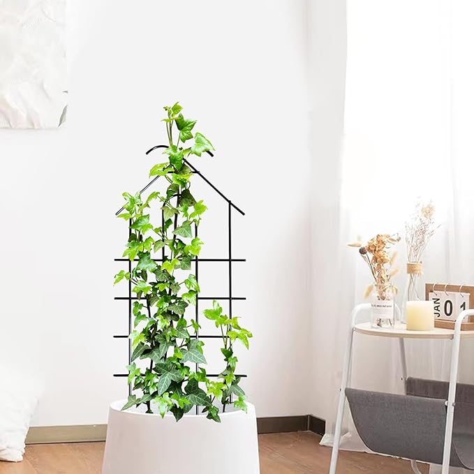 ARIFARO 24 Metal Garden Trellis for Climbing Plants 4 Pack Plant Trellis for Potted Plants Indoor Outdoor Black Trellis for Vines Flowers House Plants 10 Wide