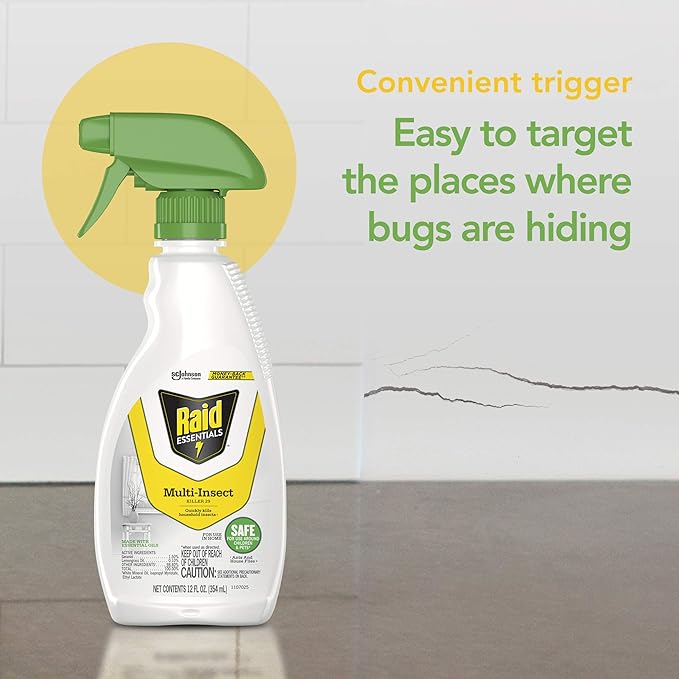 Raid Essentials Multi-Insect Killer Spray Bottle Child &amp Pet Safe for Indoor Use 12 oz (Pack of 3)