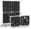 WININMETA Solar Powered Fan 25W Solar Fan for Chicken Coop Solar Exhaust Fan for Greenhouse Shed Pet Houses Outside with Two 5In IP65 Waterproof Fans 10Ft Cable On/Off Switch Intake or Exhaust