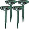 Ultrasonic Animal Repeller Outdoor Solar Ultrasonic Repellent Animal Deterrent with Motion Sensor Waterproof Deterrent Scarer Repel Cat Dog Squirrel Raccoon Skunk Rats (Green4 Pack)