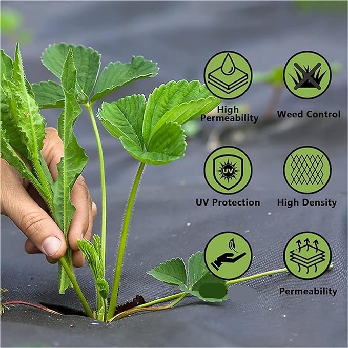 Weed Barrier Fabric Non-Woven Weed Barrier Landscape Fabric with Heavy-Duty Removal Blocks Easy to Set Up(100CMX1000CM)