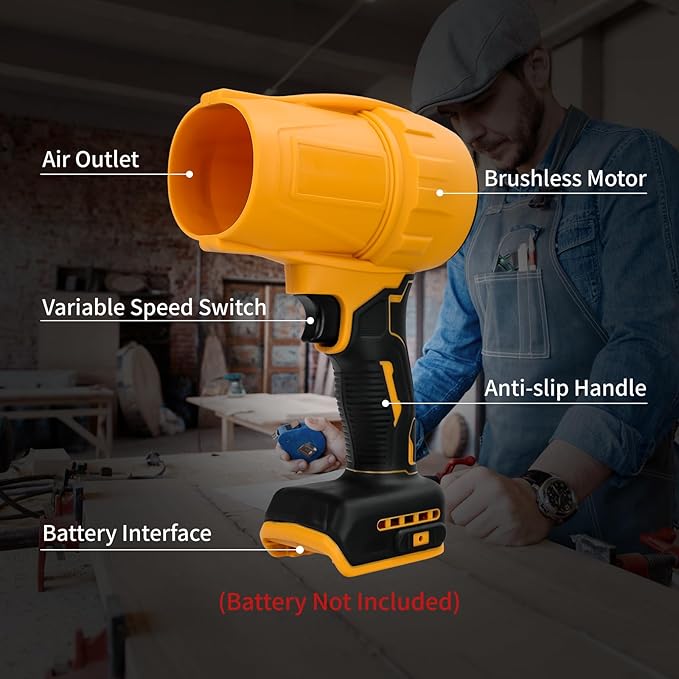 Cordless Leaf Blower for DeWalt 20V Battery 30000 RPM Handheld Jet Fan Air Blower Mini Jet Dry Blowers Fan for Patio Cleaning Lawn Car (NO Battery)
