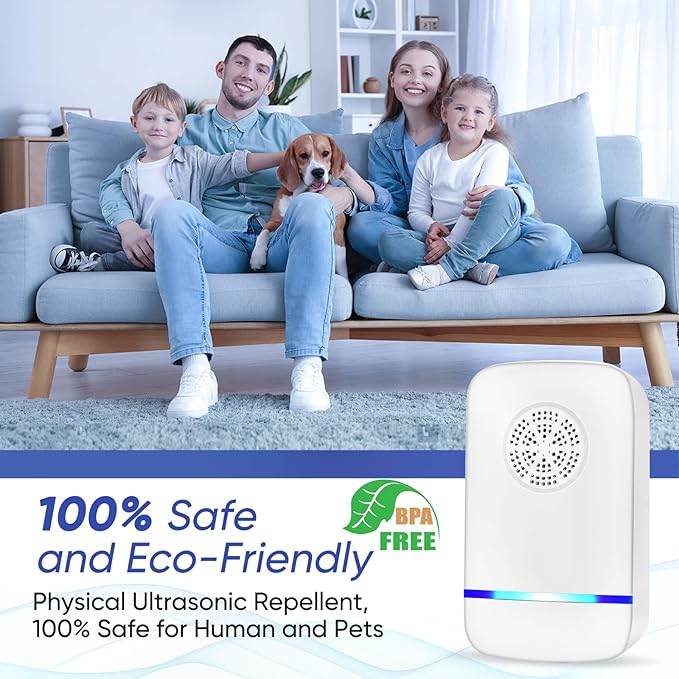 Ultrasonic Pest Repeller Indoor 6 Pcs Electronic Pest Mouse Repellent Ultrasonic Plug in for Mosquito Mice Ant Roach Fleas Spider Bug for Home Hotel Garage Office