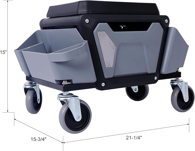 Heavy Duty Mechanic Stool with 330lbs Load Capability Garage Stool with Wheels Rolling Creeper with Soft Rubber Cushion Seating for Auto Repair and DIY Home Car Beauty Gray