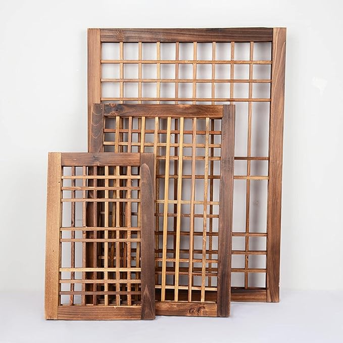 Window Frame Wooden Window Pane Wall Art Garden Trellis Lattice Deck Rustic Wood Material Lightweight Hanging Easy Maintenance Suitable for Farmhouse 40cmx26cm