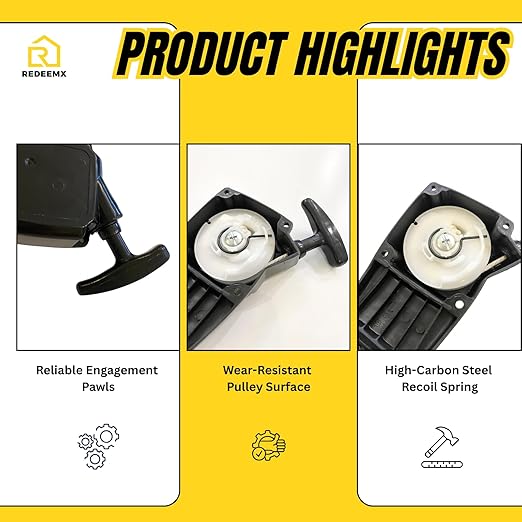 Recoil Starter Assembly Compatible with Makita BHX2500 BHX2501 BCX2500 EM4250 EM4251 &amp EH025 Engine Parts Replaces OEM Part 125917-7