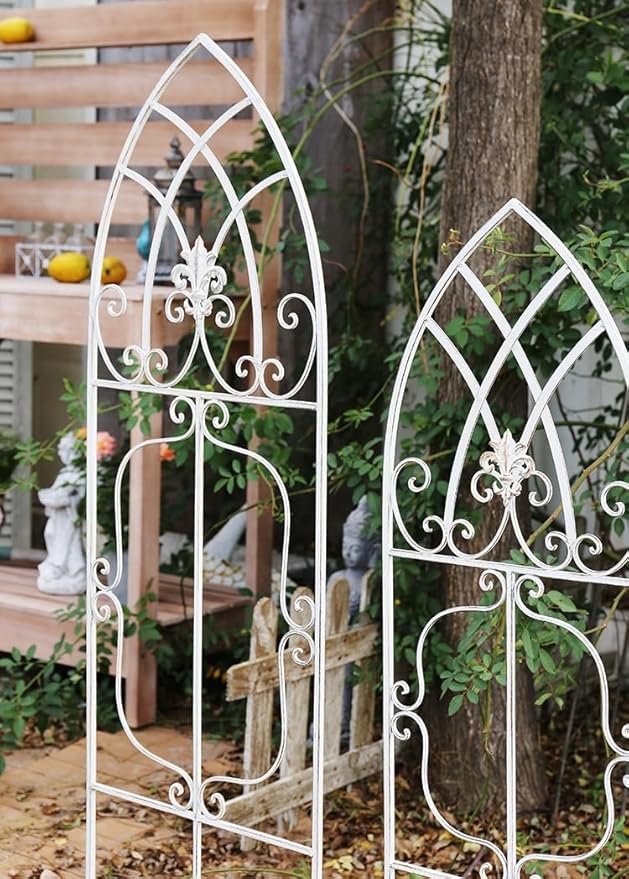 Garden Trellis 1Pack Rustproof Wall Trellis for Climbing Plants Outdoor Metal Decoration Large Trellis for Potted Plants Support Trellis for Roses Vegetable White(Size:126*35cm/49.6*13.8in)