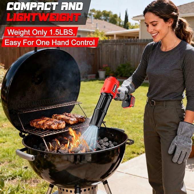 Cordless Leaf Blower Compatible for Milwaukee 18V Battery(NO Battery) Mini Turbo Jet Blower with 2 Nozzles Lightweight &amp One-Hand Use for Patio Garage Yard Cleaning Car Dryer(Tool Only)