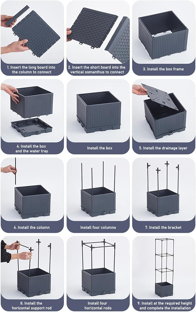 Planter Raised Beds | with Trellis Self-Watering Cage - Outdoor Plant Raised Garden Bedsfor Tomato Cucumber Pea Grape Vines Vegetable Flower Fruit Potted Indoor