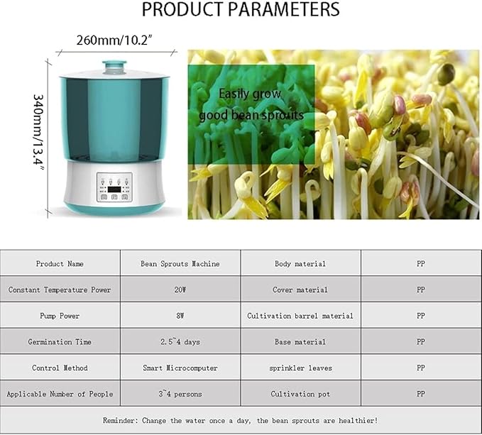 Automatic Sprouter Bean Growing Machine Household Intelligence Seed Sprout Maker Automatic Sprinkler Green Seeds Growing Machine Automatic