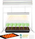 Seed Starter Tray with Grow Light and Heat Mat 8'' Humidity Dome 1020 Plant Starter Trays Seed Starter Kit Grow Light Stand for Seed Starting &amp Seedling Growing Height Adjustable