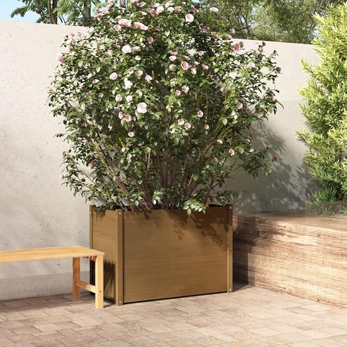 Raised Garden Bed Garden Planter Box Planter Raised Bed Wood Planter Box Grow Vegetable Flower Herb Gardening Honey Brown 39.4x19.7x27.6 Solid Wood Pine