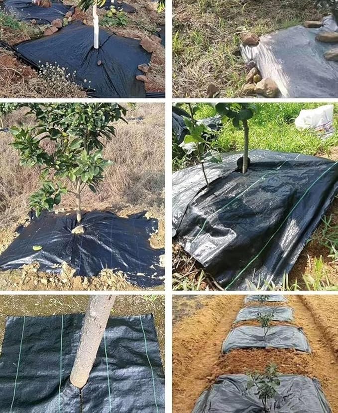 Weed Barrier Fabric for Trees Square Tree Mulch Ring Protector Matfor Weed Control Vegetable Garden(1.2mx1.2m/4ftx4ft)