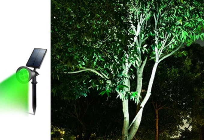 Solar Spotlights 4LED Solar Landscape Spotlights Solar Landscape Lights Waterproof 2-in-1 Multi Use Outdoor Wall Lights (Green)