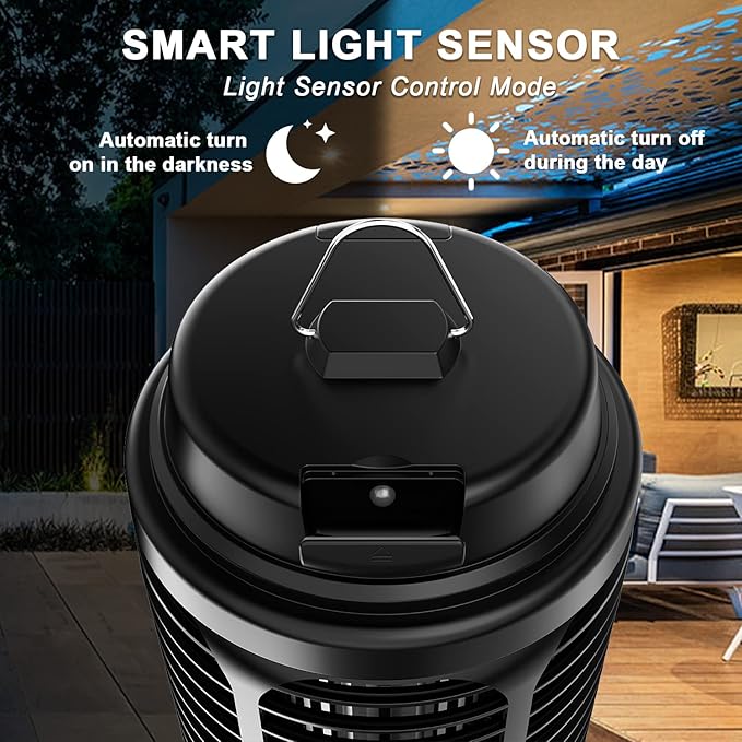 Bug Zapper Outdoor Mosquito Zapper Indoor with Dusk to Dawn Light Sensor 4000V Electric Fly Zapper Waterproof Mosquito Killer Fly Trap for Home Patio Kitchen Garden - 9.8 FT Length Cable
