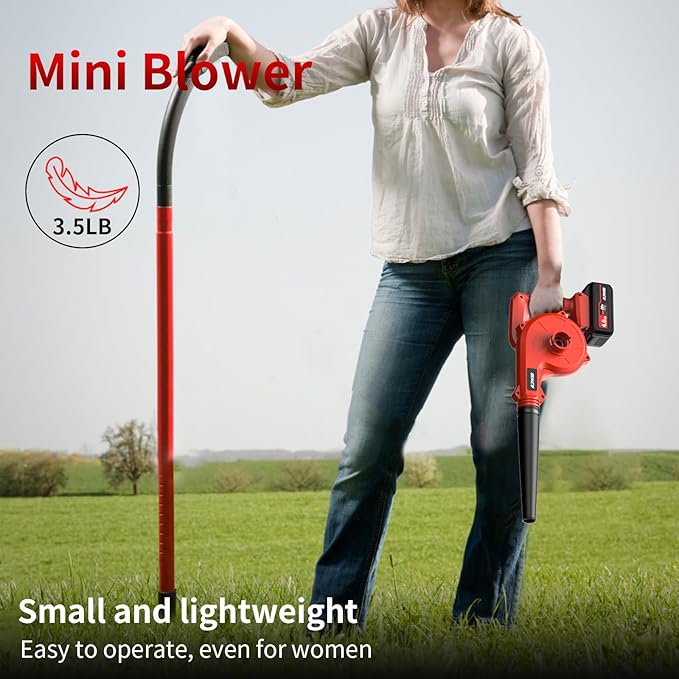 NAWIN Mini Electric Blower KitLeaf Blower with Battery &amp Charger20V Handheld Lightweight Mini Blower for Lawn Compact Electric Leaf BlowerCar Drying Blower Leaf Vacuum Cordless with Bag&ampSn