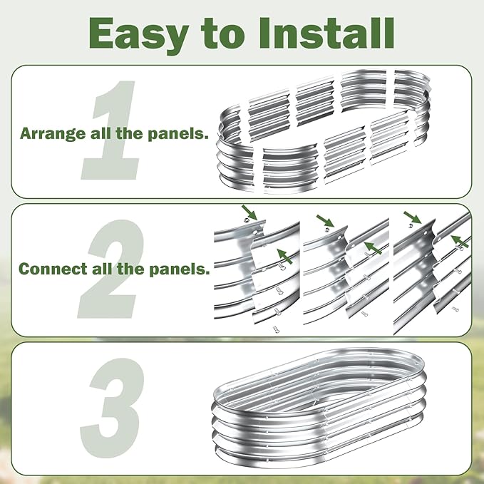 Galvanized Raised Garden Bed Outdoor 5x2.5x1ft Metal Heavy Duty Planter Boxes for Gardening Easy Assemble Small Oval Plant Container Kit for Vegetables Flowers Fruits Silver 1 Pack