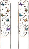 SUNNYPARK Set of 2 Butterfly Metal Garden Trellis for Climbing Plants Decorative Vegetables Flowers Vine Trellis for Outdoor Patio 60'' H x 11'' W