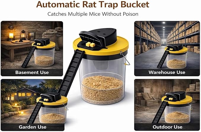 Mouse Trap 2-Pack Flip Bucket with Lid Automatic Reset Outdoor Mouse Catcher Reusable Trap for Rats &amp Mice