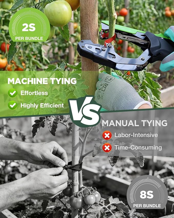 WORKPRO Plant Tying Machine Lightweight Tape Gun for Tying Vines and Support Plants Includes Gloves 20 Rolls of Tape 10000 Staples Ideal for Tomatoes Grapes Cucumber and Vegetables