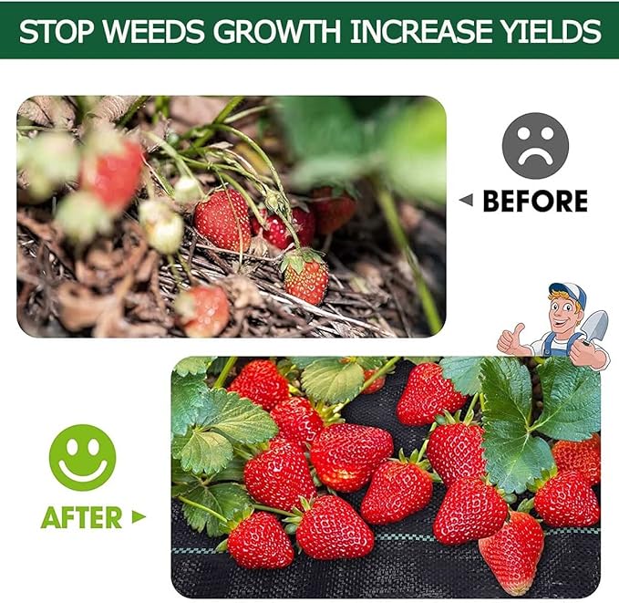 Weed MembraneWeed Barrier FabricHigh UV Stabilized Gardening Matfor Landscaping Driveway Gravel Artificial Grass Lawn Underlay(0.9x76m)
