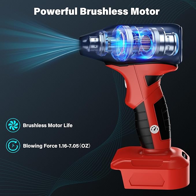Mini Jet Blower Portable Violent Turbo Fan for Milwaukee 18V M18 Battery 4-Speed Wireless High Speed Handheld Fan for Computer Key Board CleaningHair DryingCampingOutdoorsCar (No Battery)
