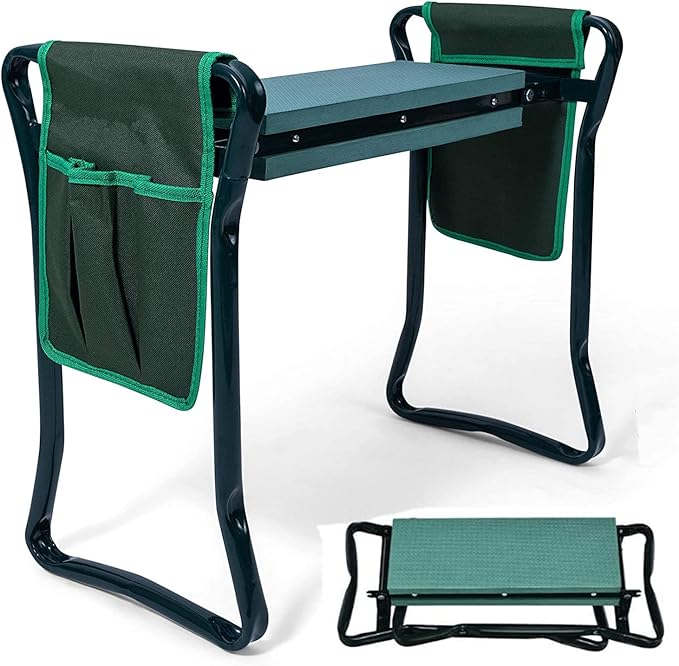 Aeridok HearCare shuda Garden Kneeler and Seat with Thicken &amp Widen Soft Kneeling Pad Foldable Garden Stool Bonus 1 Tool Pouches Sturdy Garden Tools Garden Accessories Ideal Gifts for Gardener