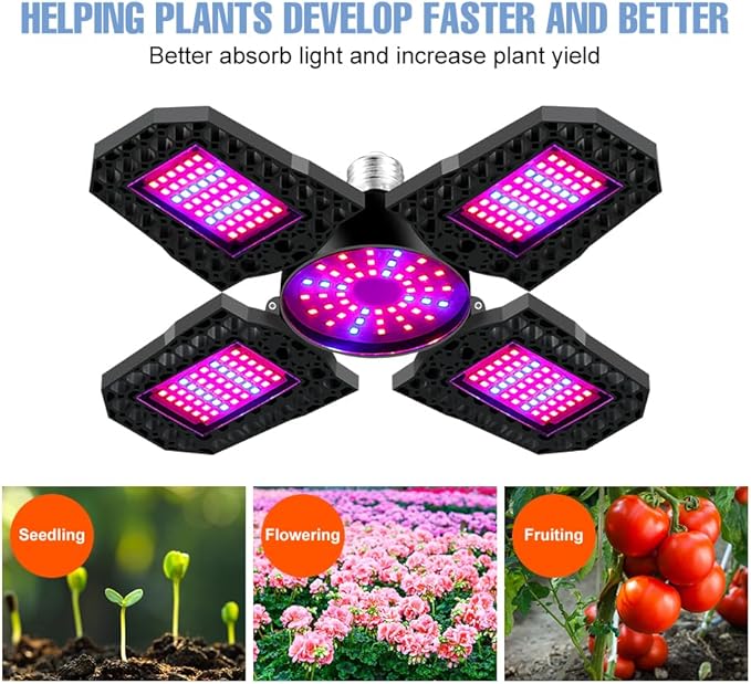 250W LED Adjustable Panels Planting Cultivation Lamps 100-277V Deformable Full Spectrum Grow Light 110V Greenhouse Tent Hydroponic Seeds Lighting UV/IR Box Red Blue Indoors Vegetable Moss Lighting