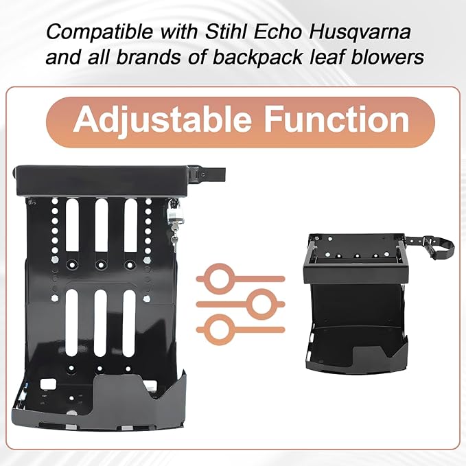Adjustable Blower Rack Trailer Storage Holder with Lock - Compatible with Stihl and Echo and Husqvarna &amp All Backpack Leaf Blowers Fits Open/Enclosed Landscape Trailers &amp Trucks Black