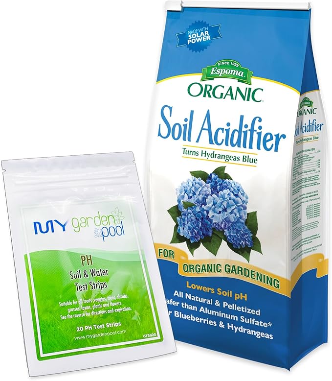 Espoma Organic Soil Acidifier 6 lbs Bag With My Garden Pool PH Test Strips 20 ct. - Acidify Enhance Hydrangea Color Embrace Organic Gardening Achieve Optimal Balance
