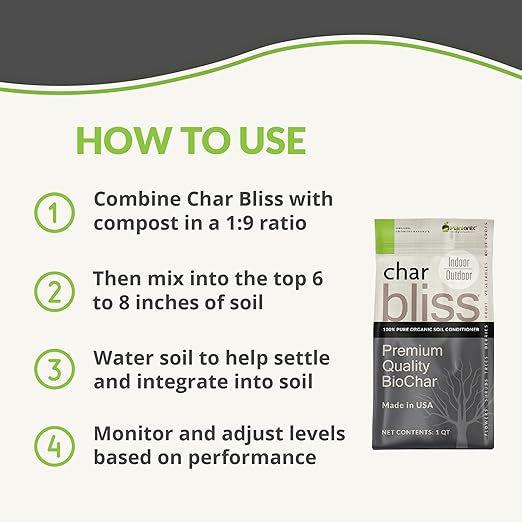 Neem Bliss (5lbs) + Char Bliss (8 Qts) - Neem Cake for Plants &amp Organic Biochar for Plants - Biochar Soil Amendment Charcoal for Plants - Neem Seed Meal - Neem Meal Fertilizer - Neem Powder for Pl