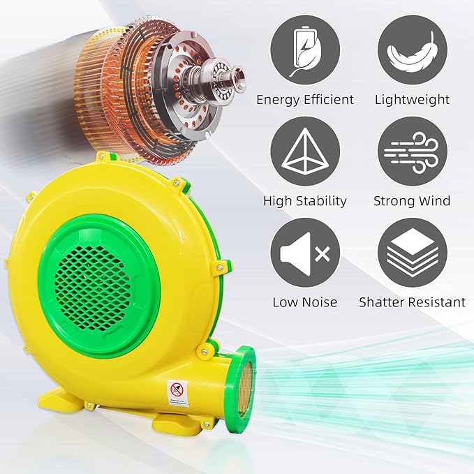 Air Blower for Inflatables 950Watt 1.25HP Bounce House Bubble House Blower Electric Fan Pump for Outdoor Inflatable Paint Booth Water Slide Bouncy Castle Jumper Corded