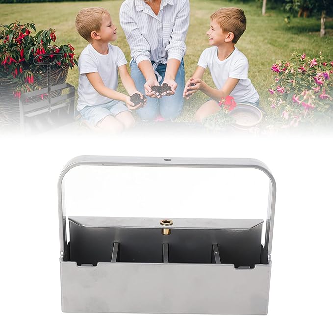 Manual Soil Block MakerSoil Blocker with Comfortable HandleSoil Block Maker with Handle 4 Cell Seed Blocker Stainless Steel Manual Seed Potting Blocking Tools