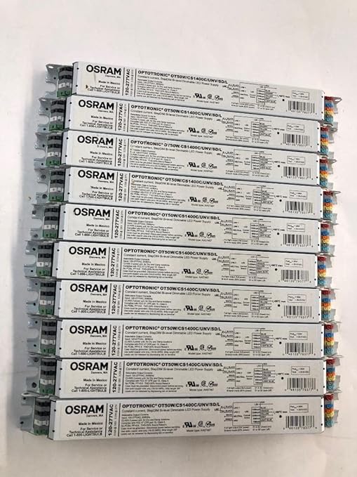 10 Pieces Osram Optotronic 79377 OT50W/CS1400C/UNV/SD/L Constant Current 50 Watt Step-Dimmable LED Driver 21-50VDC