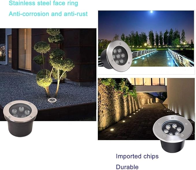 Ground Landscape Lights - LED Outdoor Spotlight Floodlight IP67 Waterproof Recessed Lamp Lighting for Garden Yard Construction(Warm White6W(AC85-265v))