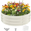 3FT Diameter Galvanized Garden Raised Bed/Plant Box/Fire Pit Ring - 0.8mm Thick12 Inch TallPerfect for Planting a Variety of FlowersHerbsVegetables (Cream White 36 Dia X 12 inches)