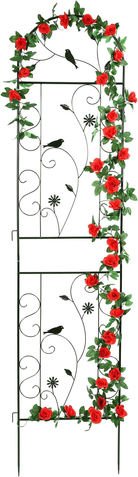 Metal Garden Trellis for Climbing Plants 86.5 x 19.7 Metal Plant Trellis Outdoor Black Iron Garden Trellis Clematis Rrellis Outdoor Arched Decoration Suitable for courtyards lawns Gard