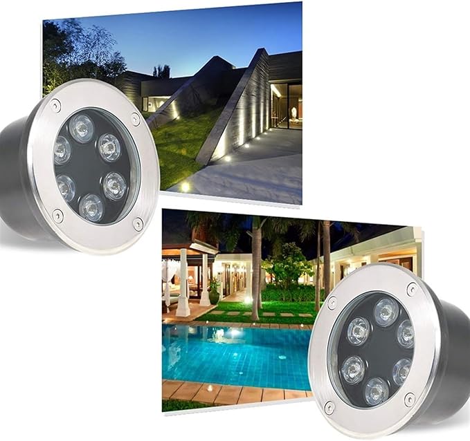 LED Landscape Light - Outdoor Buried Lights 220V Recessed LED Spotlights IP67 Outdoor Waterproof Embedded Underground Spotlights Ground Garden Courtyard Lights(Warm White3W)