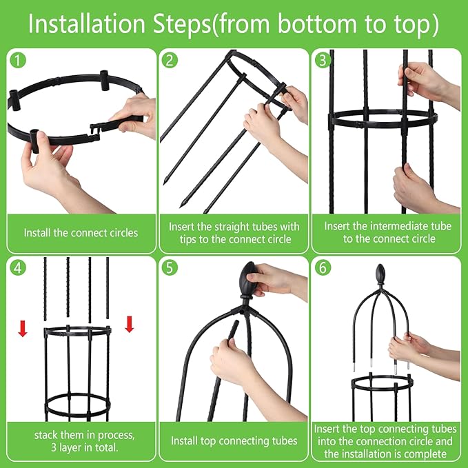 2 Pack 5Ft Tall Garden Obelisk Trellis for Climbing Plants Outdoor Plant Trellis Garden Tower Trellis for Potted Plant Climbing Flowers Vegetable Cucumber Trellis