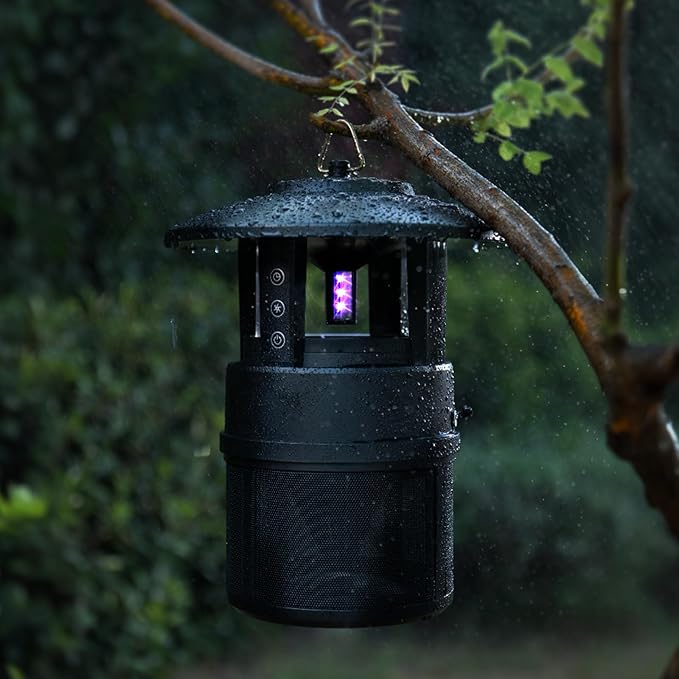 Mosquito Trap Outdoor Flying Insect Bug Trap with Lighting Sleep and Timer Functions Gnat Flies Moths Wasps Beetles Catcher Indoor Bug Mosquito Zapper Alternative Black