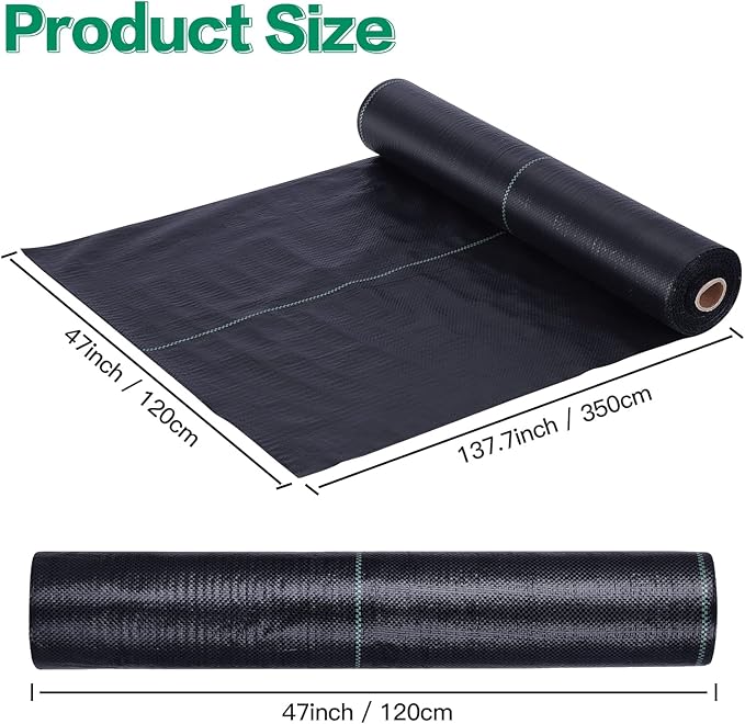 4FT x 115FT Weed Barrier Landscape Fabric Premium Heavy Duty Woven Garden Ground Cover Weed Block Control Mat Cloth for Gardening Planting Farming Landscaping Flower Bed Driveway