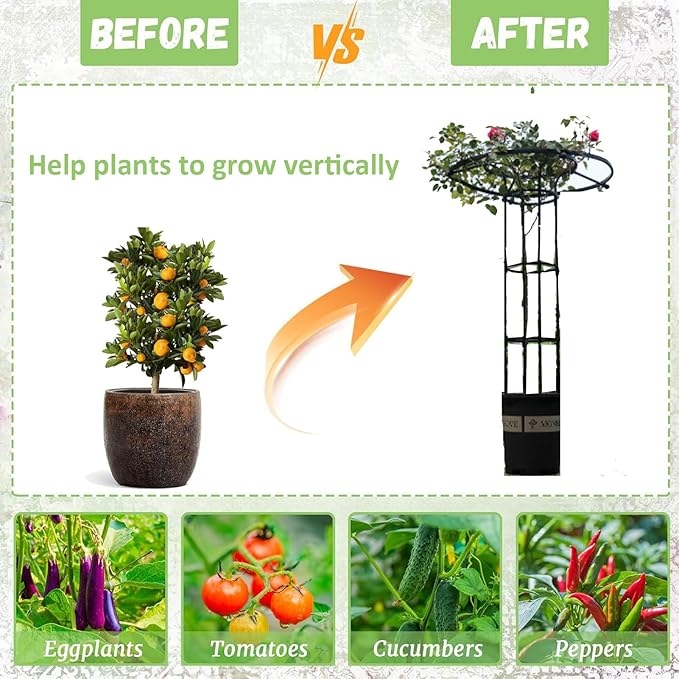Garden Obelisk Heighten Metal Garden Trellis Potted Plant Climbing Support for Indoor Outdoor Flowers Vine TomatoesBlack180 cm