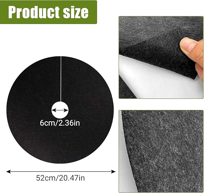 Qivine 12Pack Tree Mulch Ring 20.5 Non-Woven Tree Ring Mulch Mat Reusable Tree Weed Barrier Ring Mat Garden Weed Barrier Landscape Fabric for Weed Control Root Protection