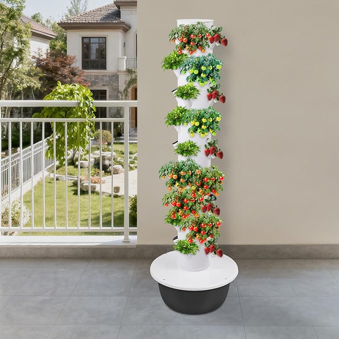 Hydroponic Indoor Growing Tower 36-Plant Vertical Garden System with Pump and Timer 9-Tier Hydroponics Growing Tower Kit for Vegetables Herbs Automatic Circulation Irrigation Indoor Garden