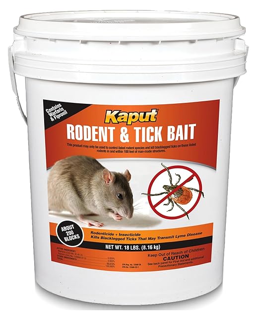 Kaput Rodent &amp Tick Bait Blocks Powerful Warfarin &amp Fipronil Rat Bait Blocks for Rat Control and Their Blacklegged Ticks - Epa Approved Rodent Killer for Long-Lasting Protection (18 lbs)